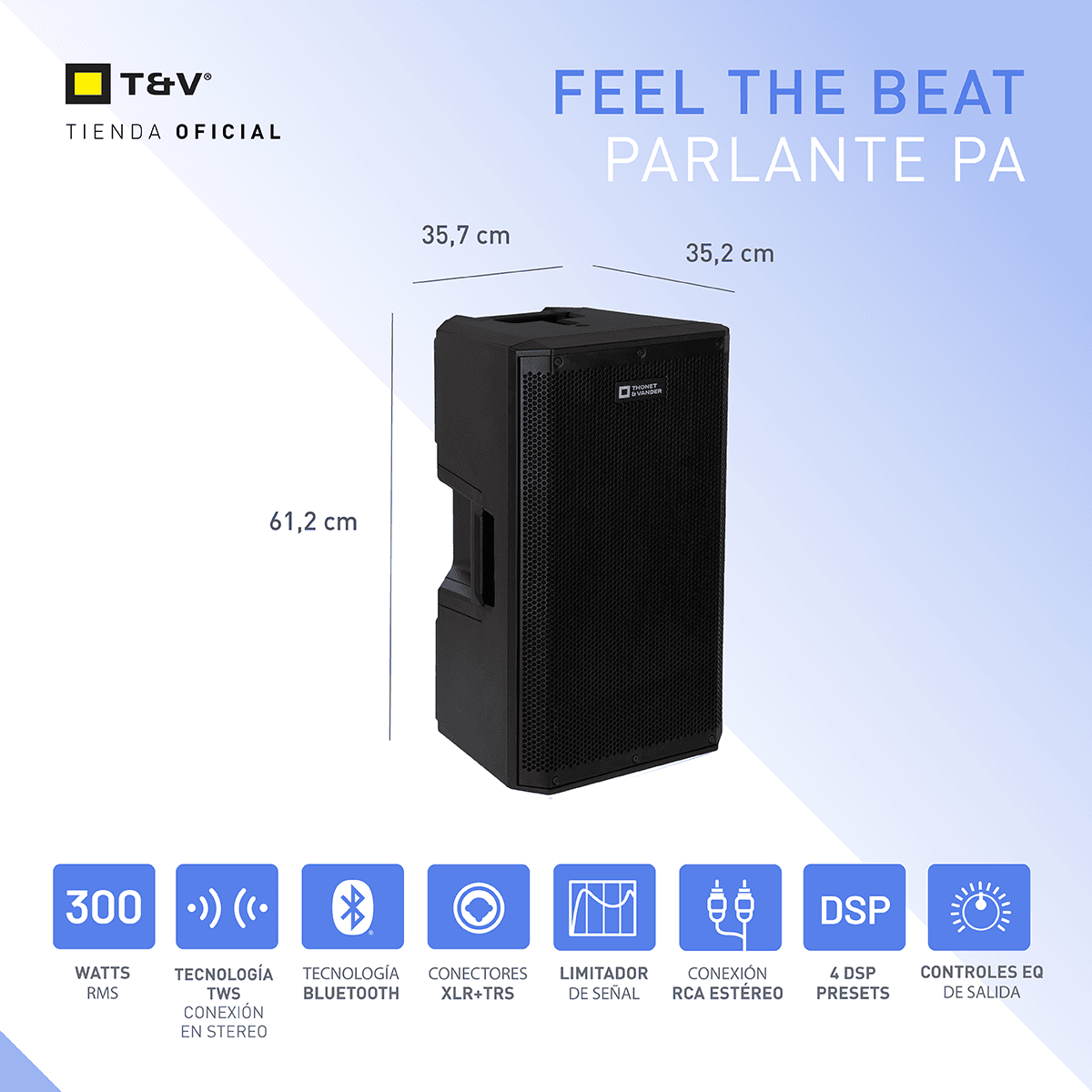 Foto 6 | Bocina Pa Activa Thonet & Vander – 300w Rms  Bluetooth 5.0  Tws  Woofer 12''  Dsp  Bass Reflex