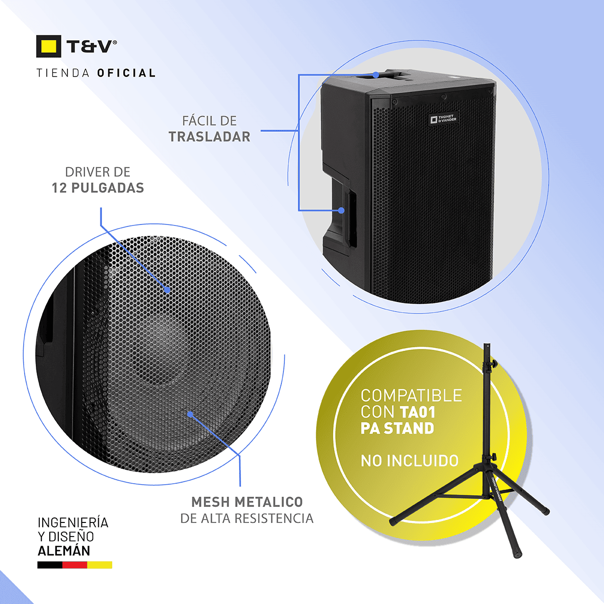 Foto 8 pulgar | Bocina Pa Activa Thonet & Vander – 300w Rms  Bluetooth 5.0  Tws  Woofer 12''  Dsp  Bass Reflex