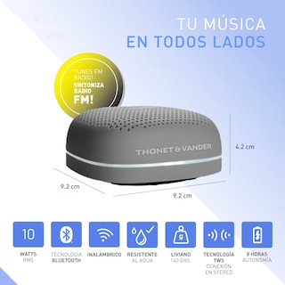 Foto 4 | Bocina Portátil Thonet & Vander Duett – 10w Rms Bluetooth 5.0 Ipx4 Radio Fm Tws Led Batería 8 H