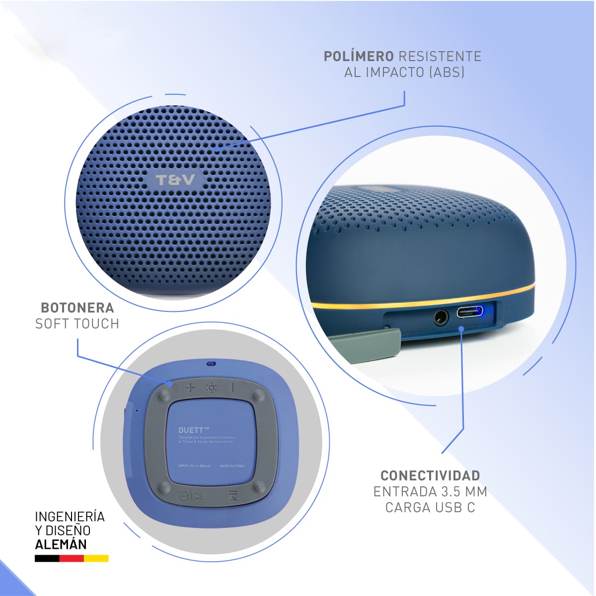 Foto 5 pulgar | Bocina Portátil Thonet & Vander Duett – 10w Rms  Bluetooth 5.0  Ipx4  Radio Fm  Tws  Led  Batería 8 H