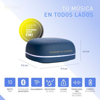 Foto 5 | Bocina Portátil Thonet & Vander Duett – 10w Rms Bluetooth 5.0 Ipx4 Radio Fm Tws Led Batería 8 H