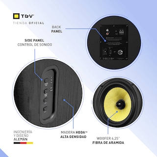 Foto 7 | Bocinas Thonet & Vander Kugel 2.0 Bluetooth Aptx Rca Control Remoto Negro