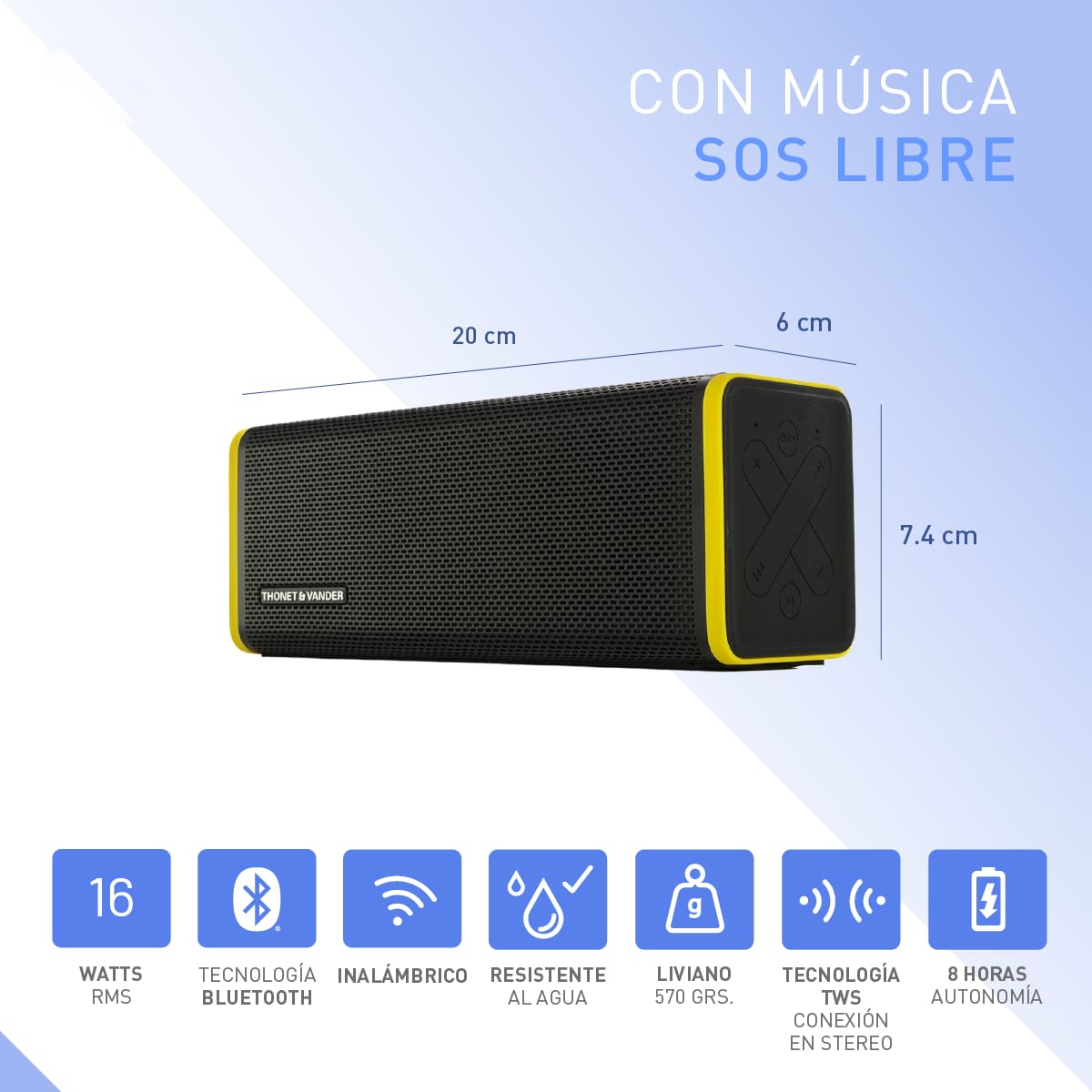 Foto 7 pulgar | Bocina Portátil Thonet & Vander Frei – 16w Rms  Bluetooth 5.0  Ipx4  Tws  Batería 16 H