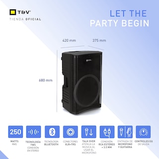 Foto 5 | Bocina Pa Activa Thonet & Vander – 250w Rms Bluetooth 5.0 Tws 15'' Batería Recargable Micrófono Inalámbrico