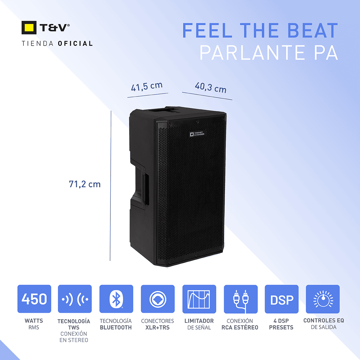 Foto 7 pulgar | Bocina Pa Activa Thonet & Vander – 450w Rms  Bluetooth 5.0  Tws  Woofer 15''  Dsp  Bass Reflex