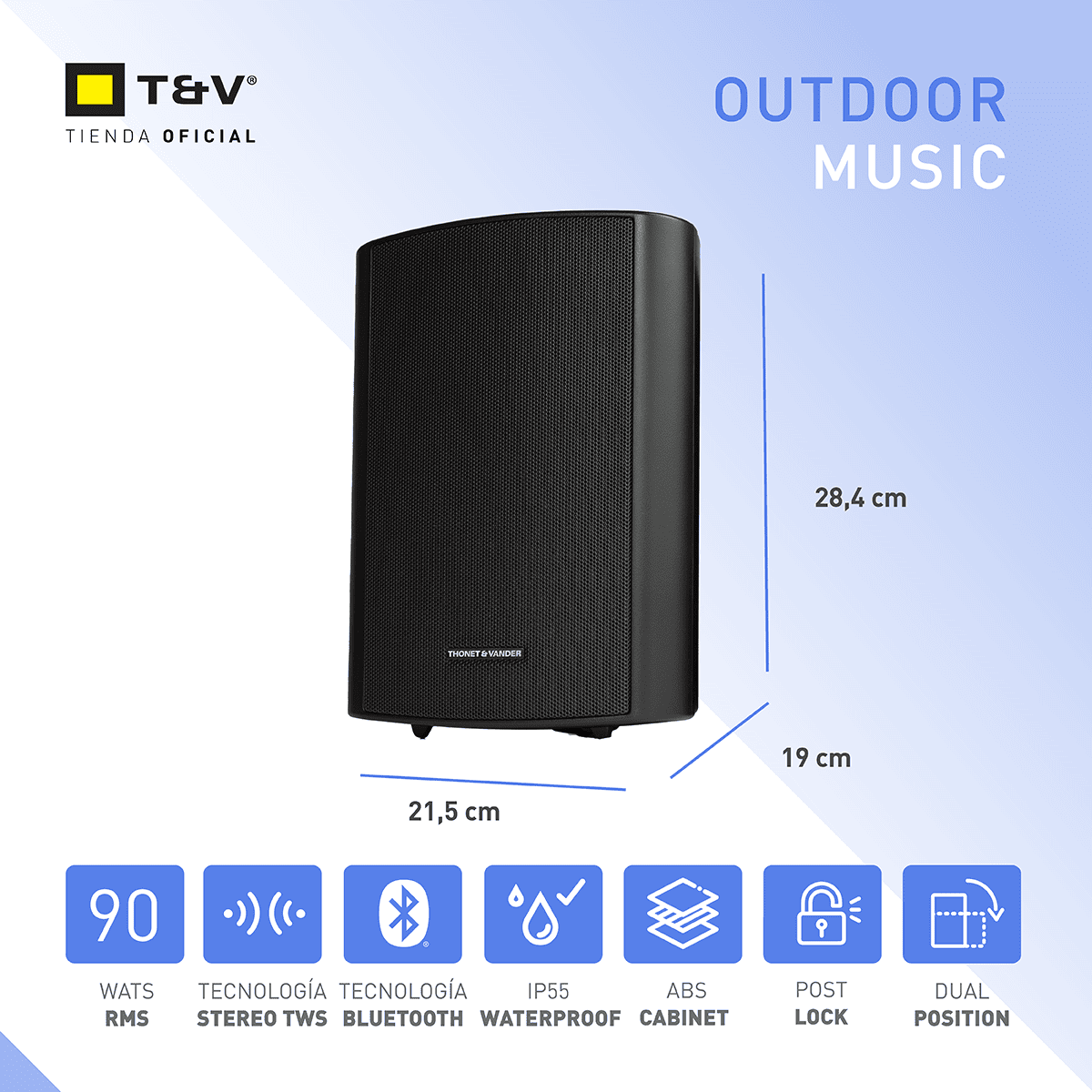 Foto 3 pulgar | Bocinas Para Exterior Thonet & Vander Fleck 9 Gen2 – 90w Rms  Bluetooth 5.0  Tws  Ip55