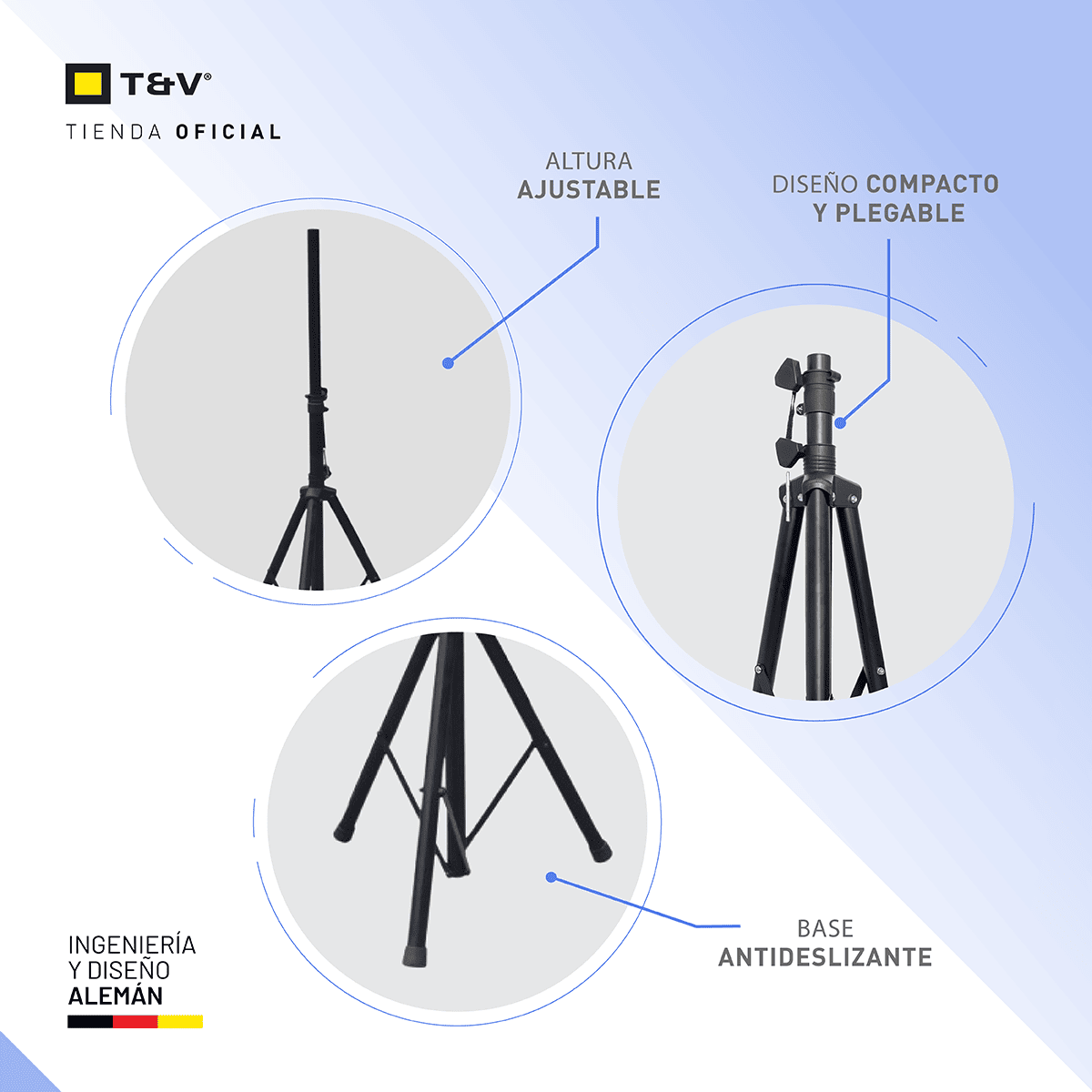 Foto 5 | Soporte Trípode Para Bocina Pa Thonet & Vander – Altura Regulable 1.5 M  Anclaje Ø 35 Mm – Negro