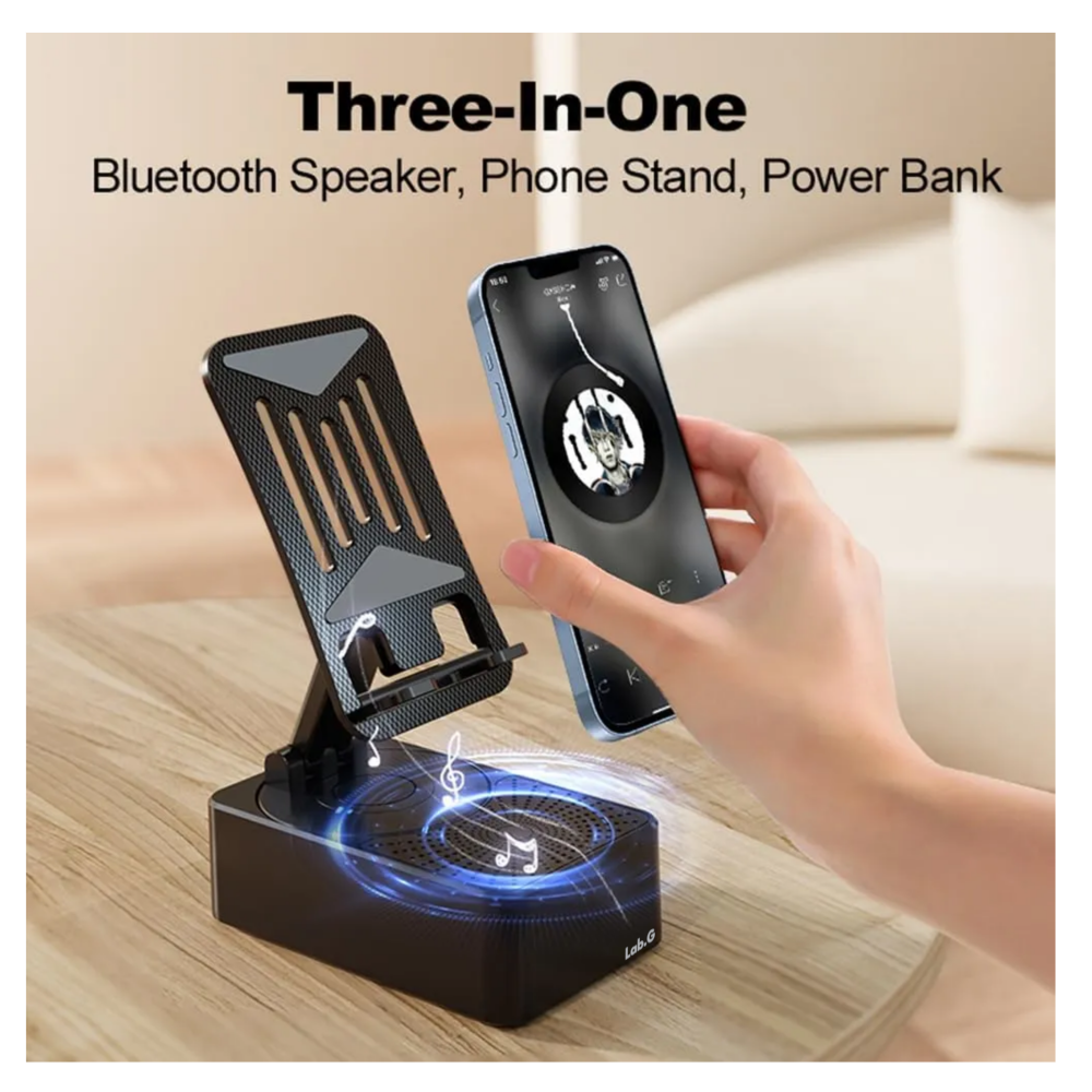 Foto 3 | Bocina Bluetooth Portátil Con Soporte Para Celular Y Carga Lab.g   Negro