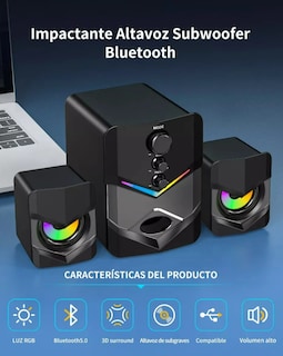 Foto 2 | Bocinas Subwoofer Bluetooth Luces Led