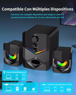 Foto 4 | Bocinas Subwoofer Bluetooth Luces Led