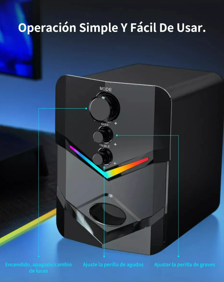 Foto 6 pulgar | Bocinas Subwoofer Bluetooth Luces Led