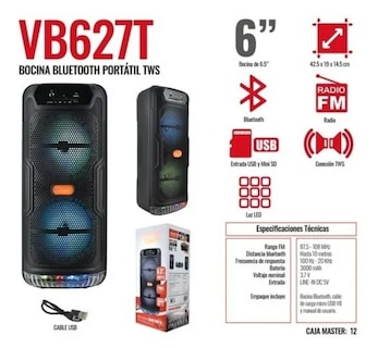 Foto 4 | Bocina Bluetooth Recargable Vb627