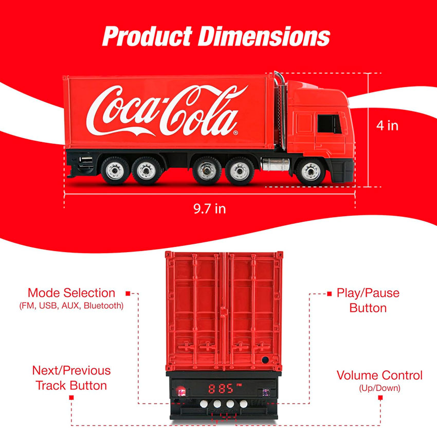 Foto 6 pulgar | Bocina Bt Coca-cola Truck Pop Bottle