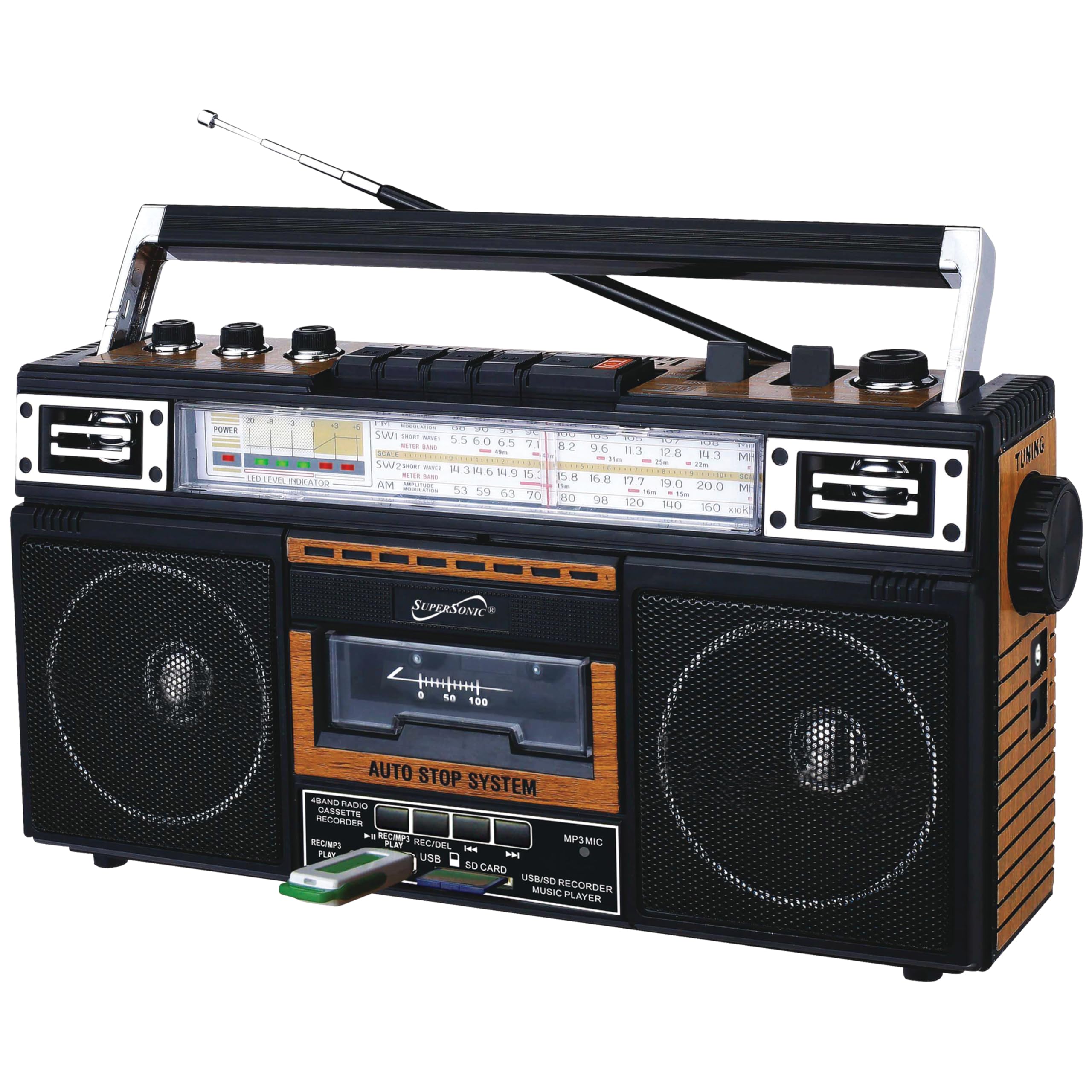 Foto 2 pulgar | Radio Y Reproductor De Casetes Boombox Supersonic Sc-3201bt De 4 Bandas - Venta Internacional.