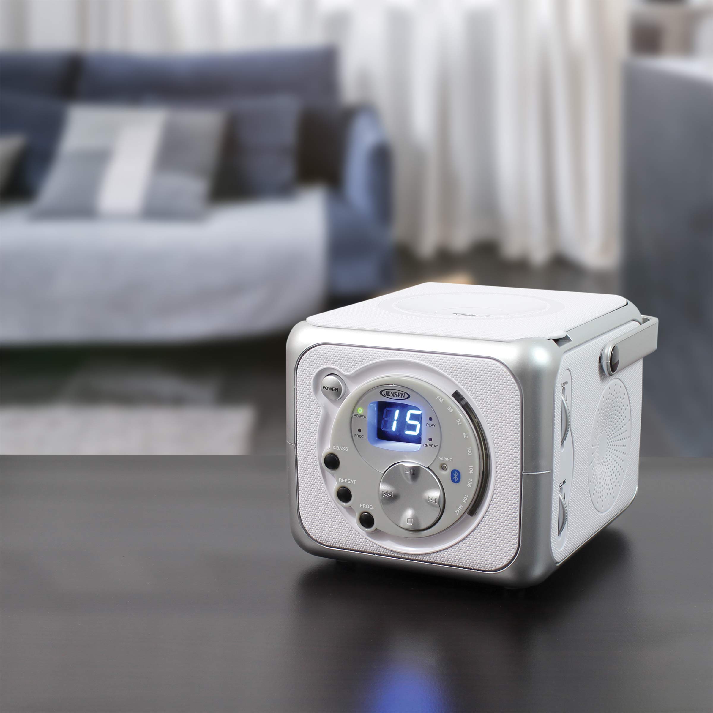 Foto 5 | Boombox Jensen Fm Estéreo Cd555 Bluetooth Plateado - Venta Internacional.