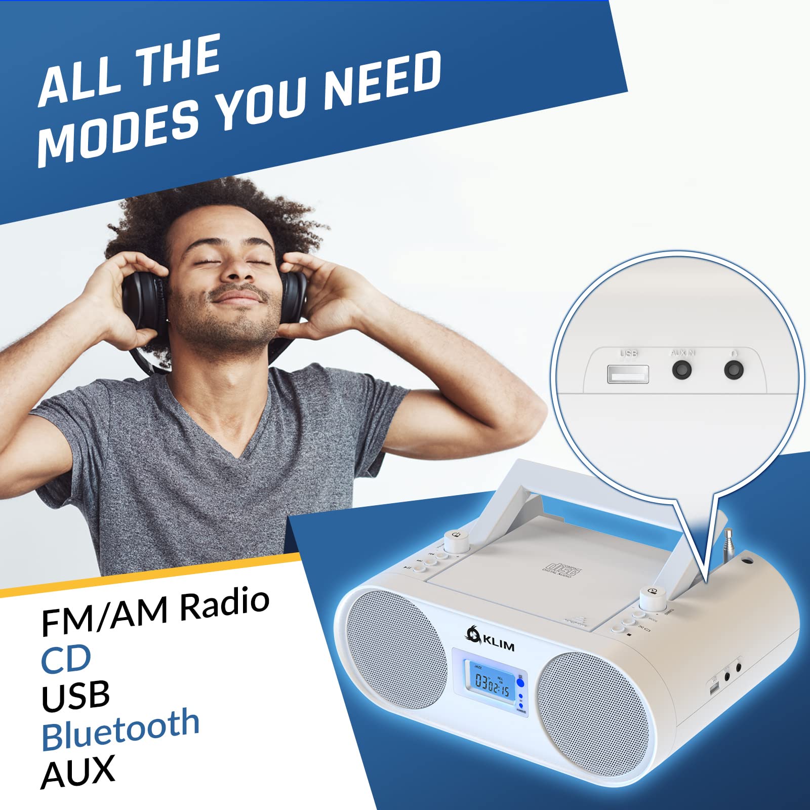 Foto 3 | Reproductor De Cd Portátil Boombox Klim Boombox B4 Con Bluetooth - Venta Internacional.