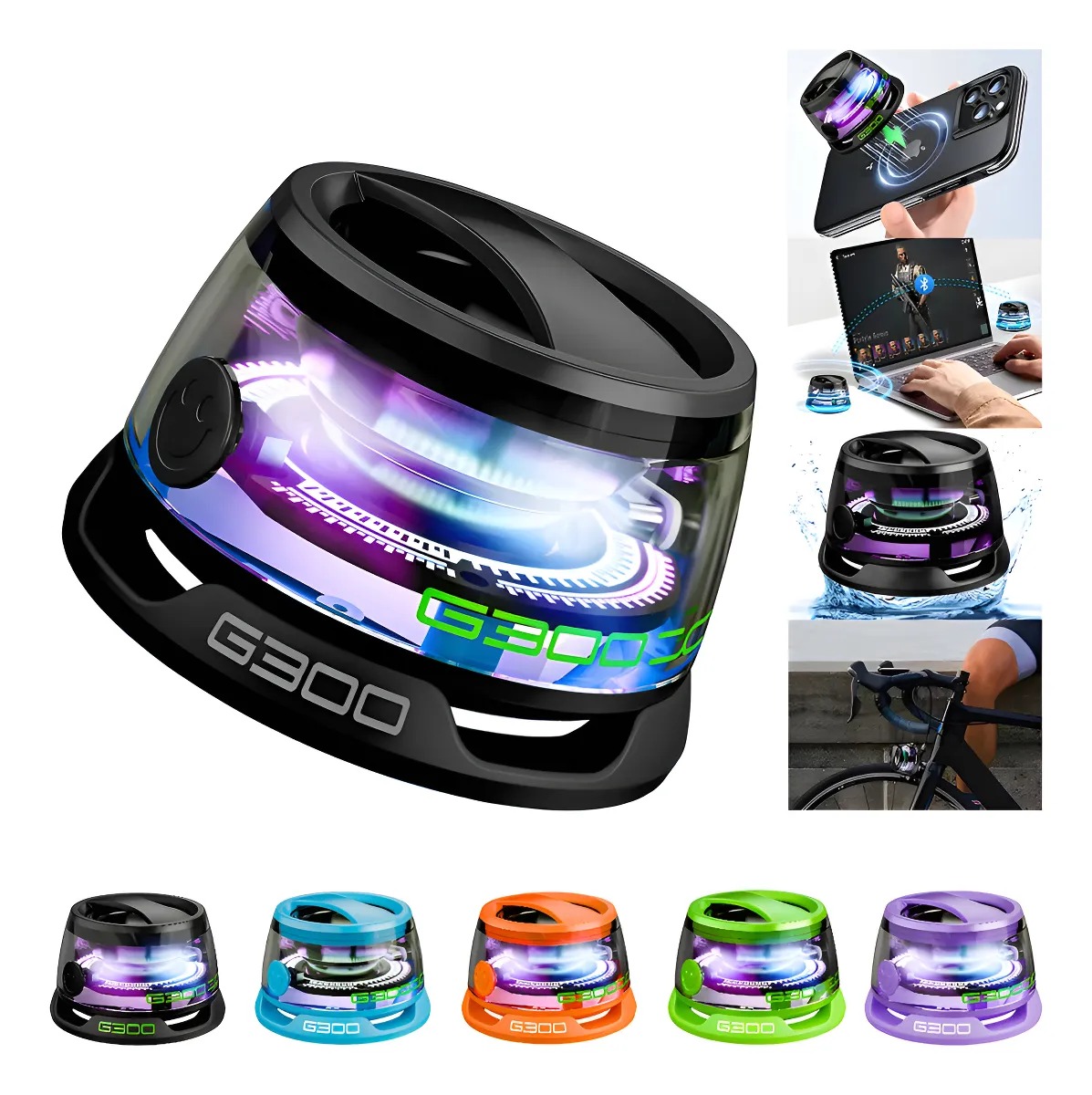 Foto 3 pulgar | Duo De Bocinas Bluetooth  Recargables  Portatiles  Magneticas Con Luces Rgb.
