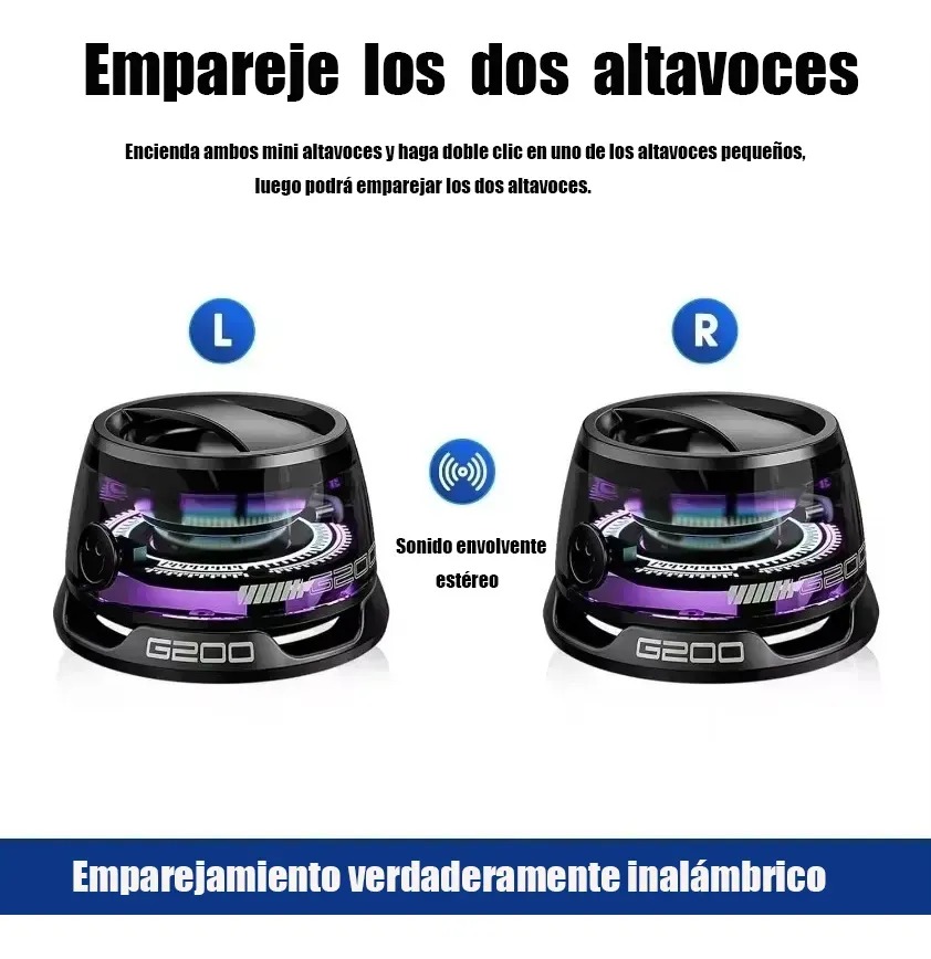 Foto 4 pulgar | Duo De Bocinas Bluetooth  Recargables  Portatiles  Magneticas Con Luces Rgb.