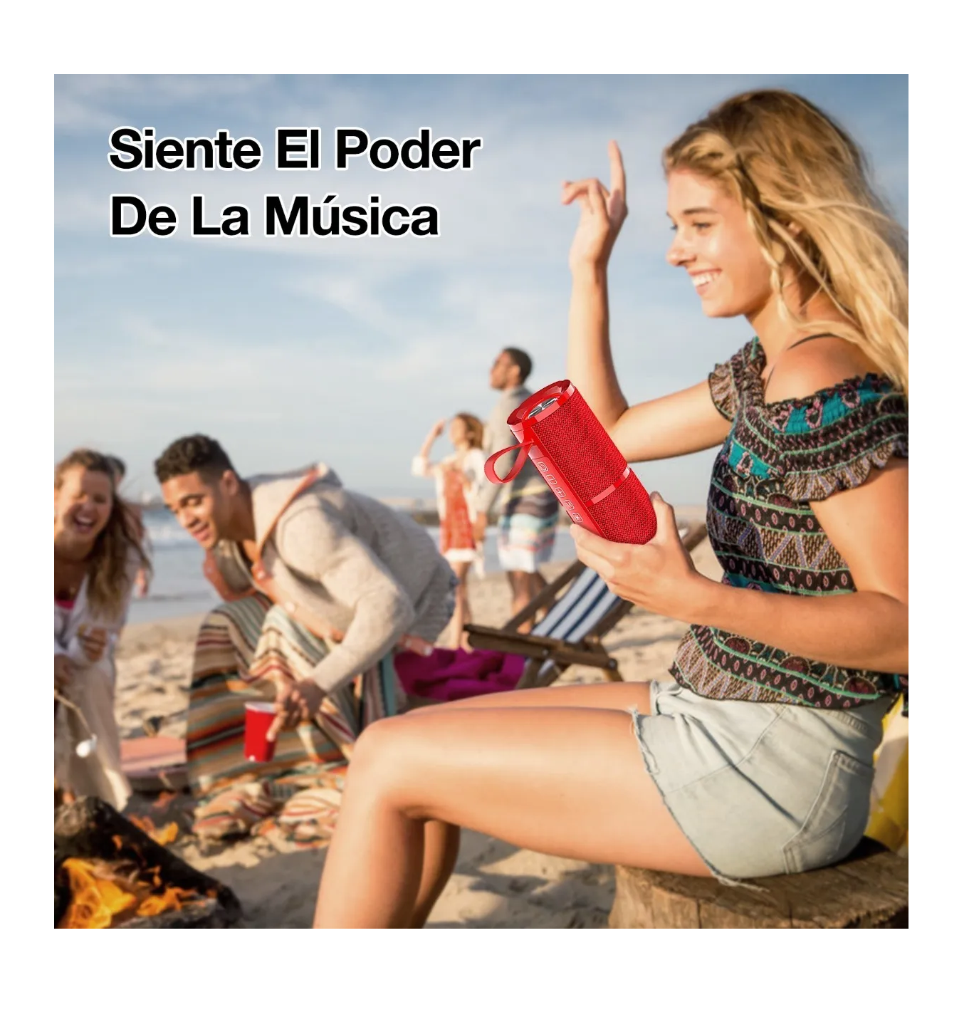 Foto 4 pulgar | Bocina Bluetooth 5.1 Portátil Roja