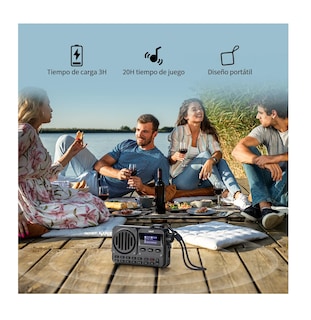 Foto 4 | Bocina Bluetooth Superportátil Con Radio Fm Negro