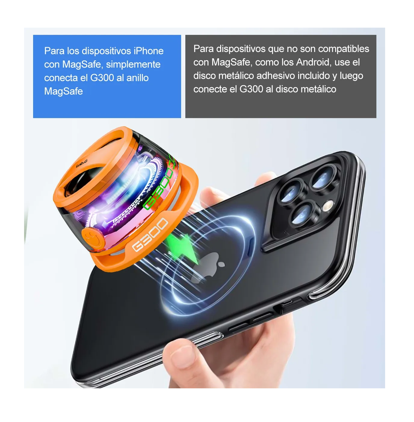 Foto 2 | Altavoz Magnético Portátil Para Bluetooth Multifuncional Rgb Naranja