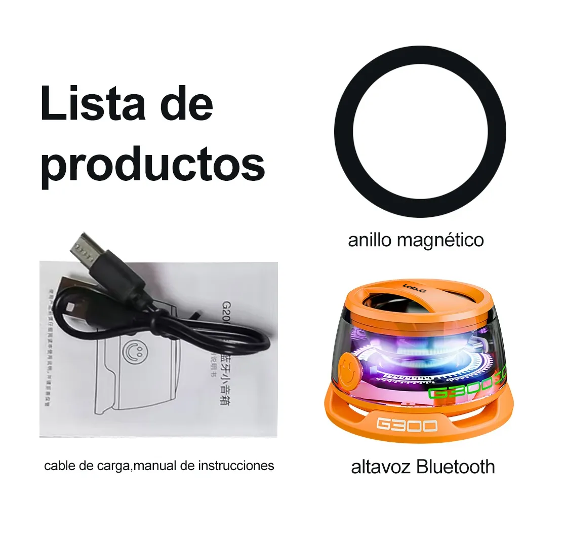 Foto 5 pulgar | Altavoz Magnético Portátil Para Bluetooth Multifuncional Rgb Naranja
