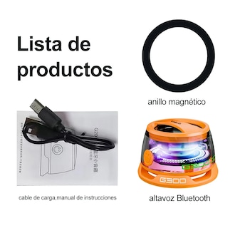 Foto 4 | Altavoz Magnético Portátil Para Bluetooth Multifuncional Rgb Naranja