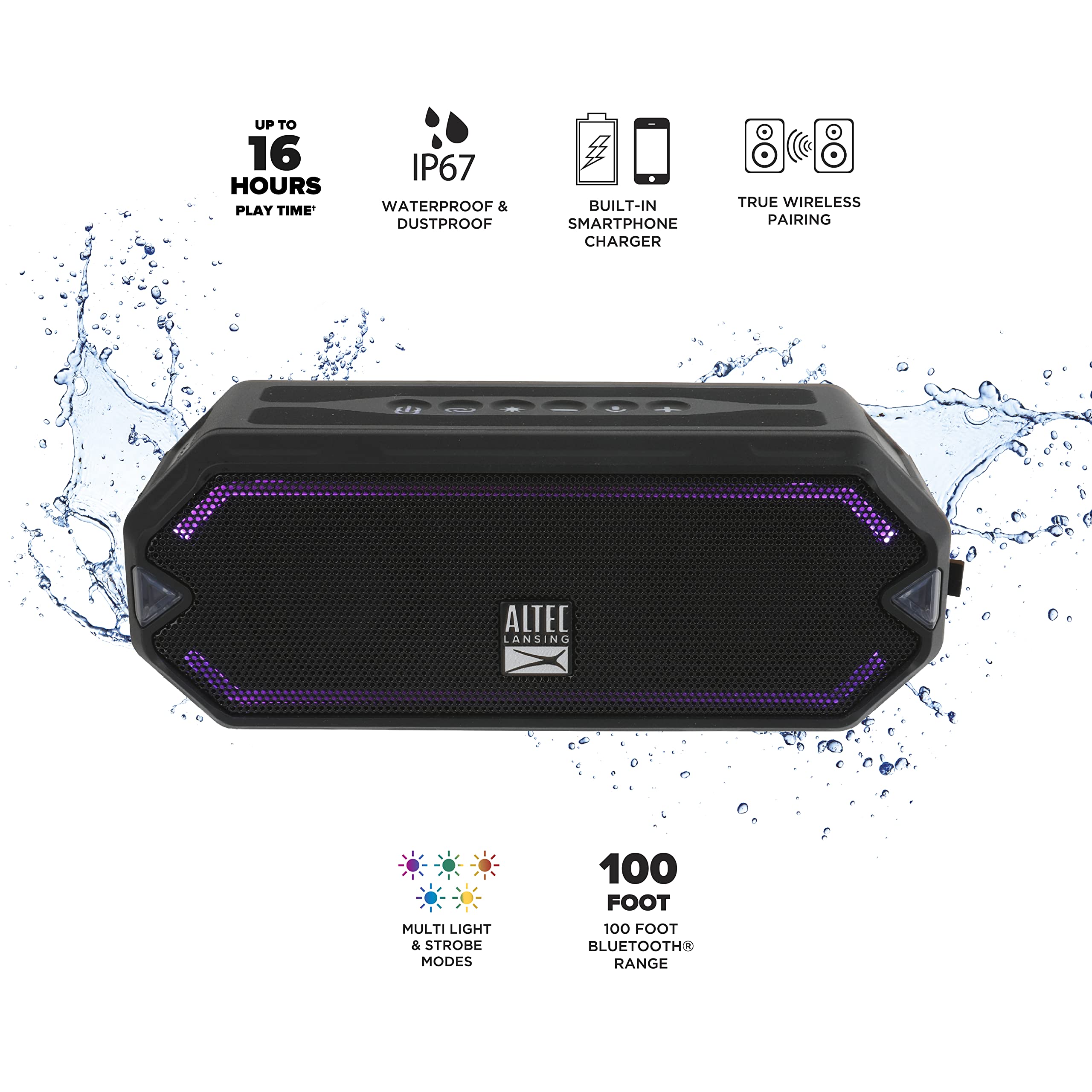 Foto 4 pulgar | Altavoz Bluetooth Inalámbrico Altec Lansing Hydrajolt Waterproof - Venta Internacional.
