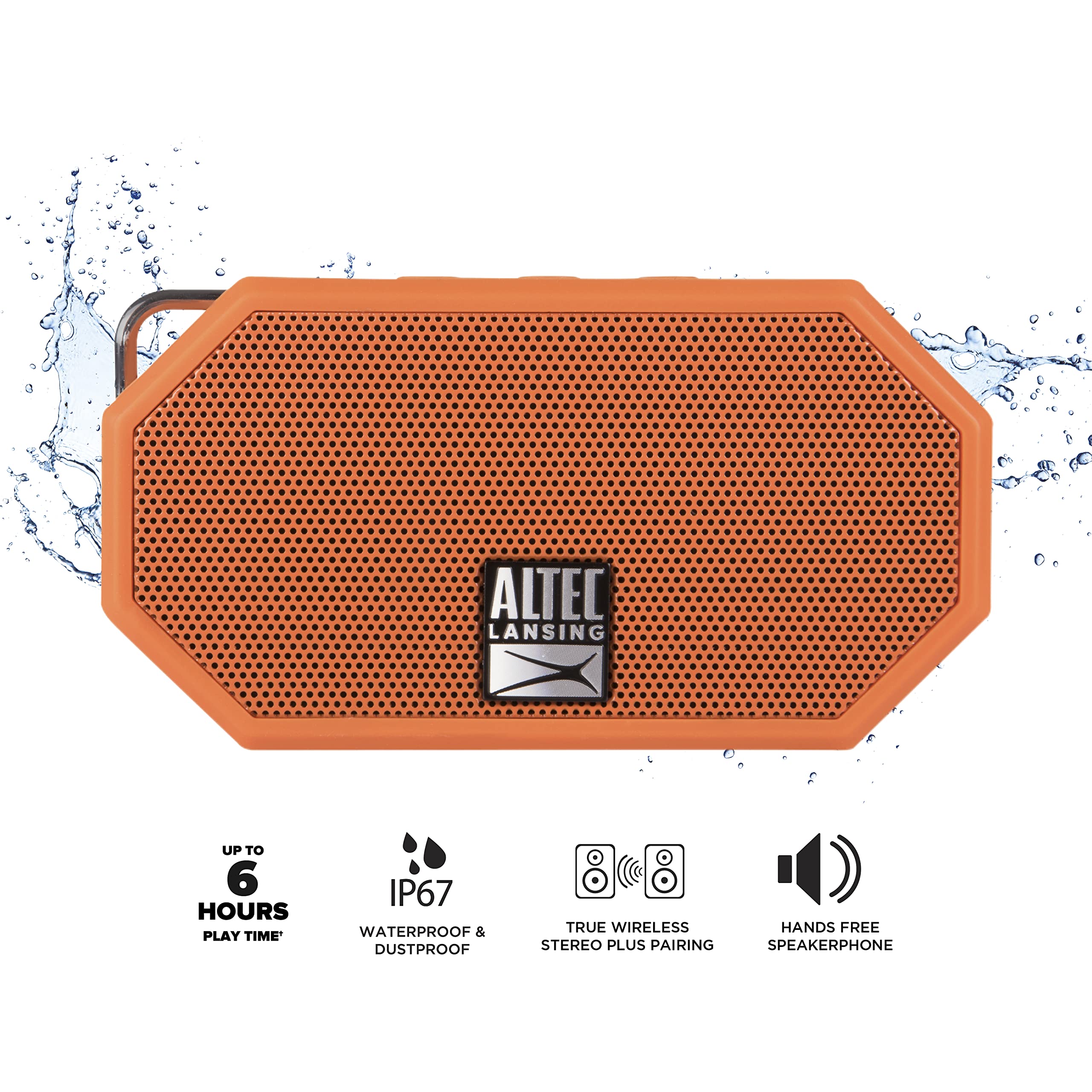 Foto 3 pulgar | Altavoz Bluetooth Resistente Al Agua Altec Lansing Mini H2o Naranja - Venta Internacional.