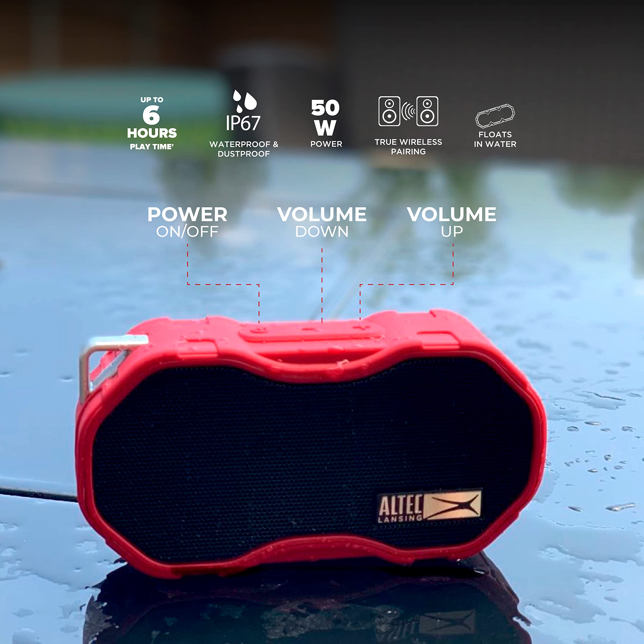 Foto 2 | Altavoz Bluetooth Altec Lansing Baby Boom Xl Impermeable Rojo - Venta Internacional.