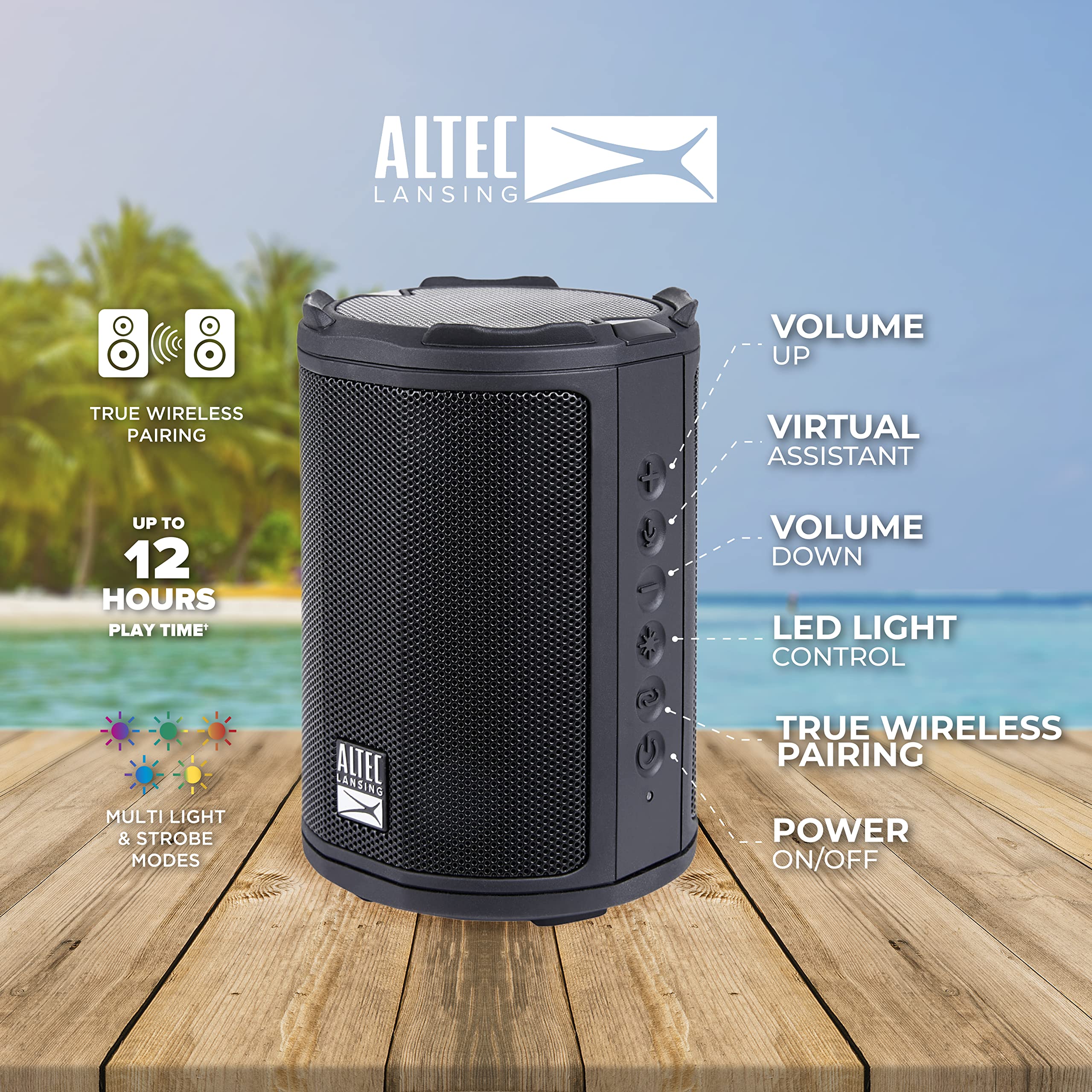 Foto 3 | Altavoz Bluetooth Inalámbrico Altec Lansing Hydramotion Negro - Venta Internacional.