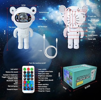 Foto 2 | Bocina Bluetooth En Forma de Astronauta Con Proyector Nebulosa Y Estrellas Led.