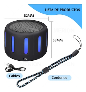 Foto 2 | Bocina Bluetooth Portátil Inalámbrica Aux-in Micro Tf Tws Negro Con Azul