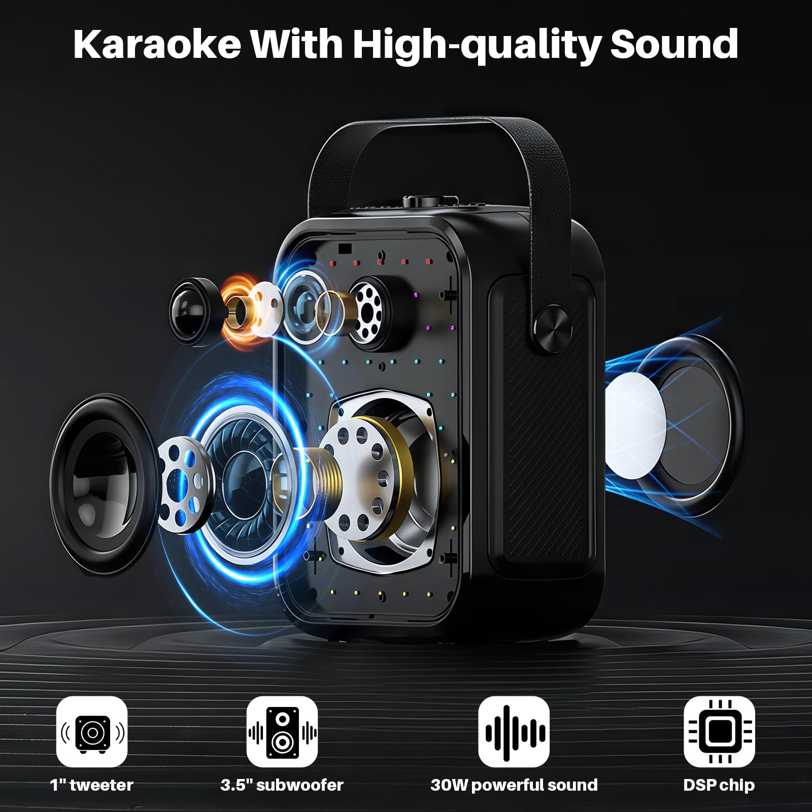 Foto 3 pulgar | Altavoz Bluetooth Portátil Karaoke Machine Bobtot Con 2 Micrófonos - Venta Internacional.