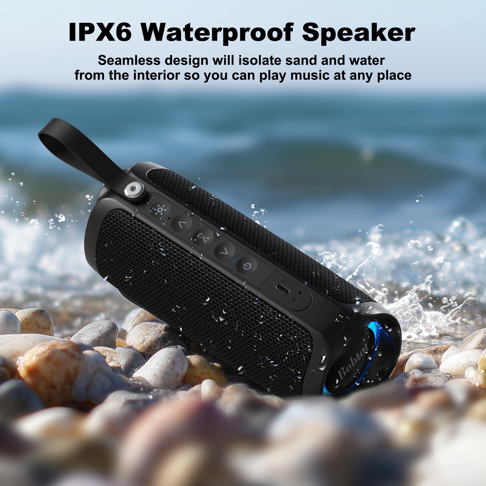 Foto 4 pulgar | Altavoz Bluetooth Bobtot Portable Ipx6 Resistente Al Agua 15w Negro - Venta Internacional.