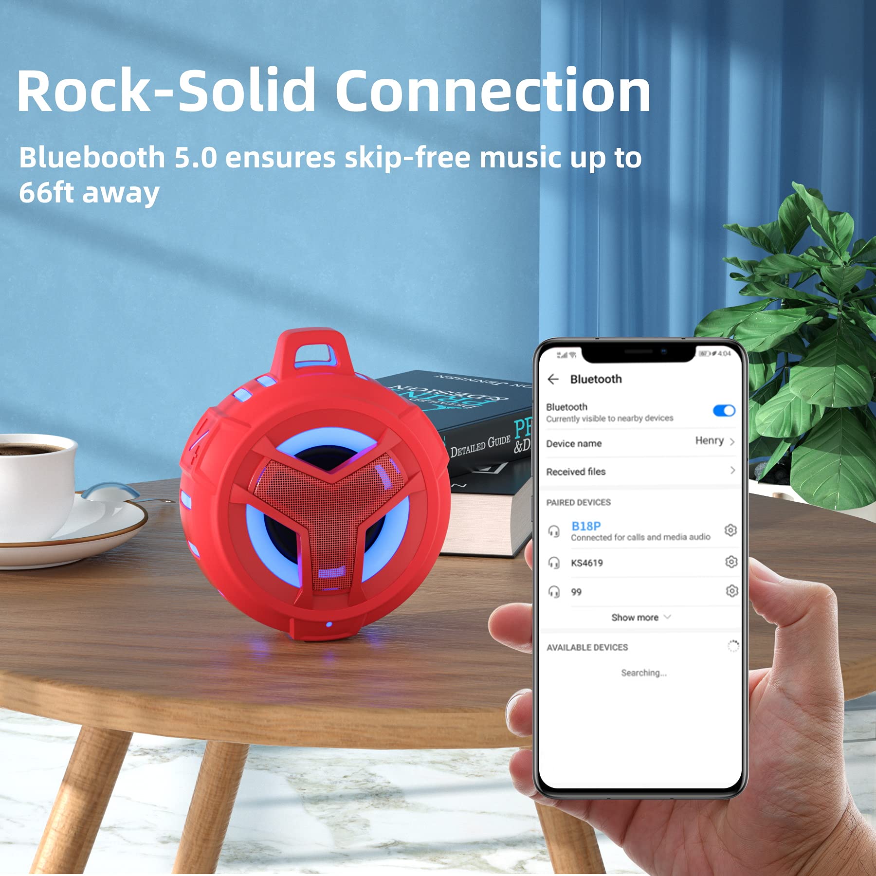 Foto 5 | Altavoz Bluetooth Para Ducha Eboda  Resistente Al Agua  Con Luz Led Roja - Venta Internacional.