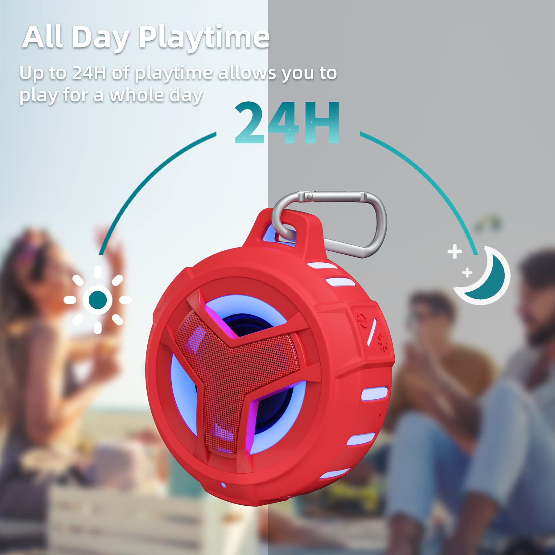 Foto 7 | Altavoz Bluetooth Para Ducha Eboda  Resistente Al Agua  Con Luz Led Roja - Venta Internacional.