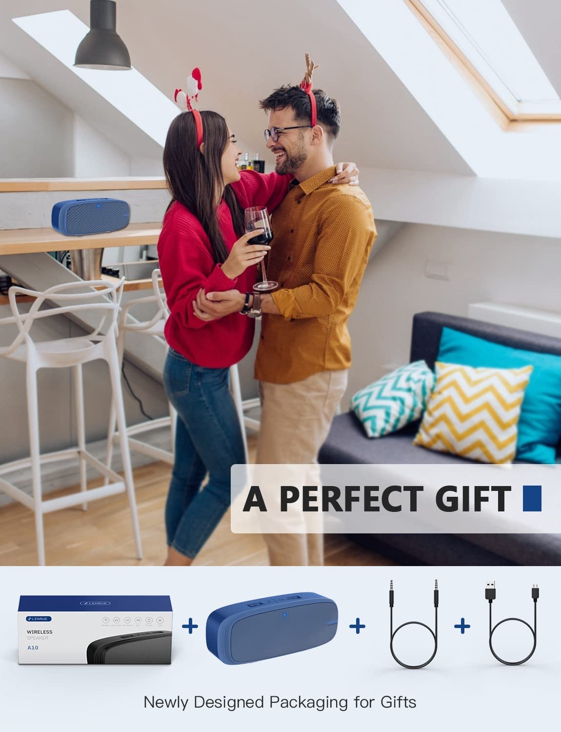 Foto 4 pulgar | Altavoz Bluetooth Lenrue Inalámbrico Portátil Con 12 Horas De Reproducción  Color Azul - Venta Internacional.