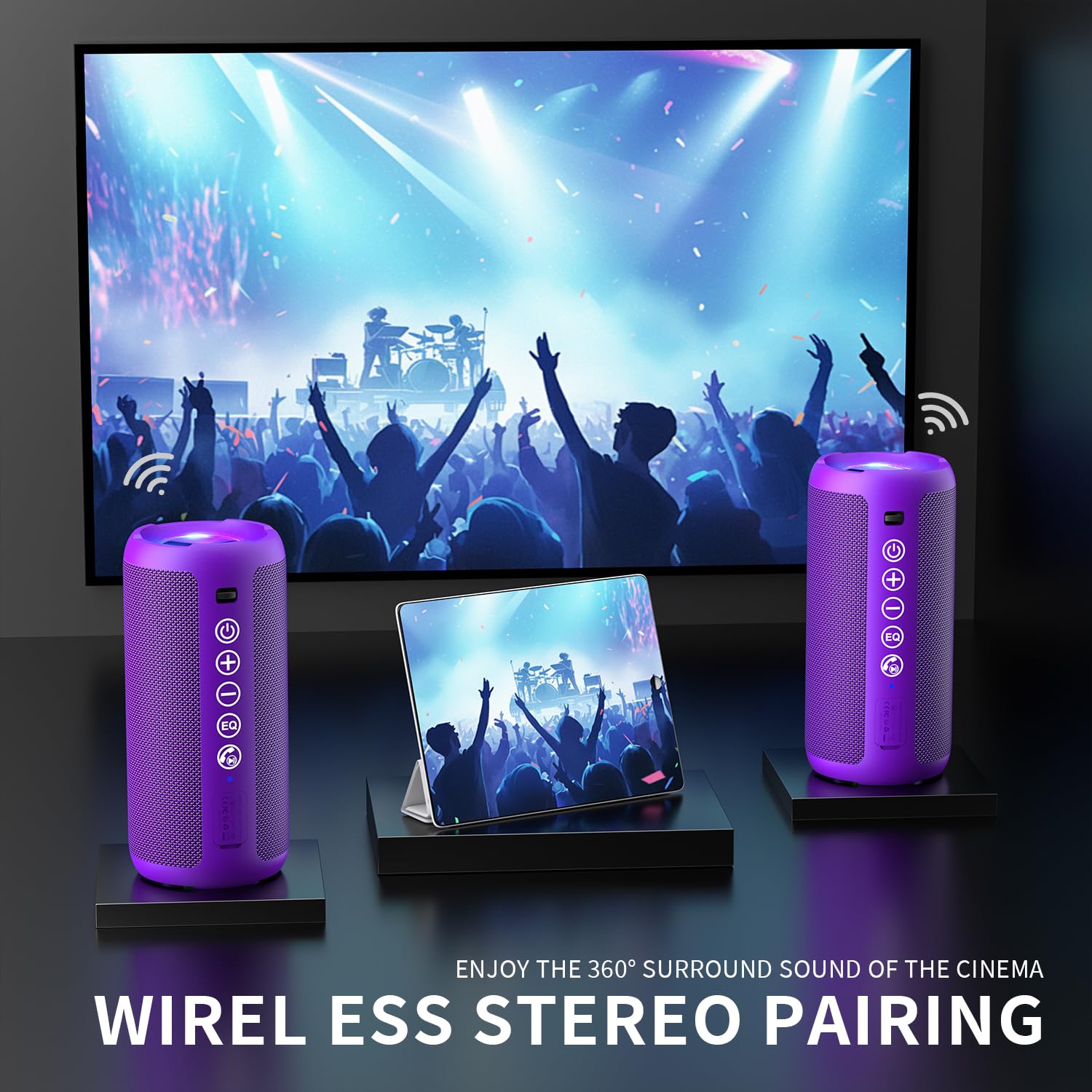 Foto 4 pulgar | Altavoz Bluetooth Ortizan Portable Ipx7 Resistente Al Agua 24w Morado - Venta Internacional.