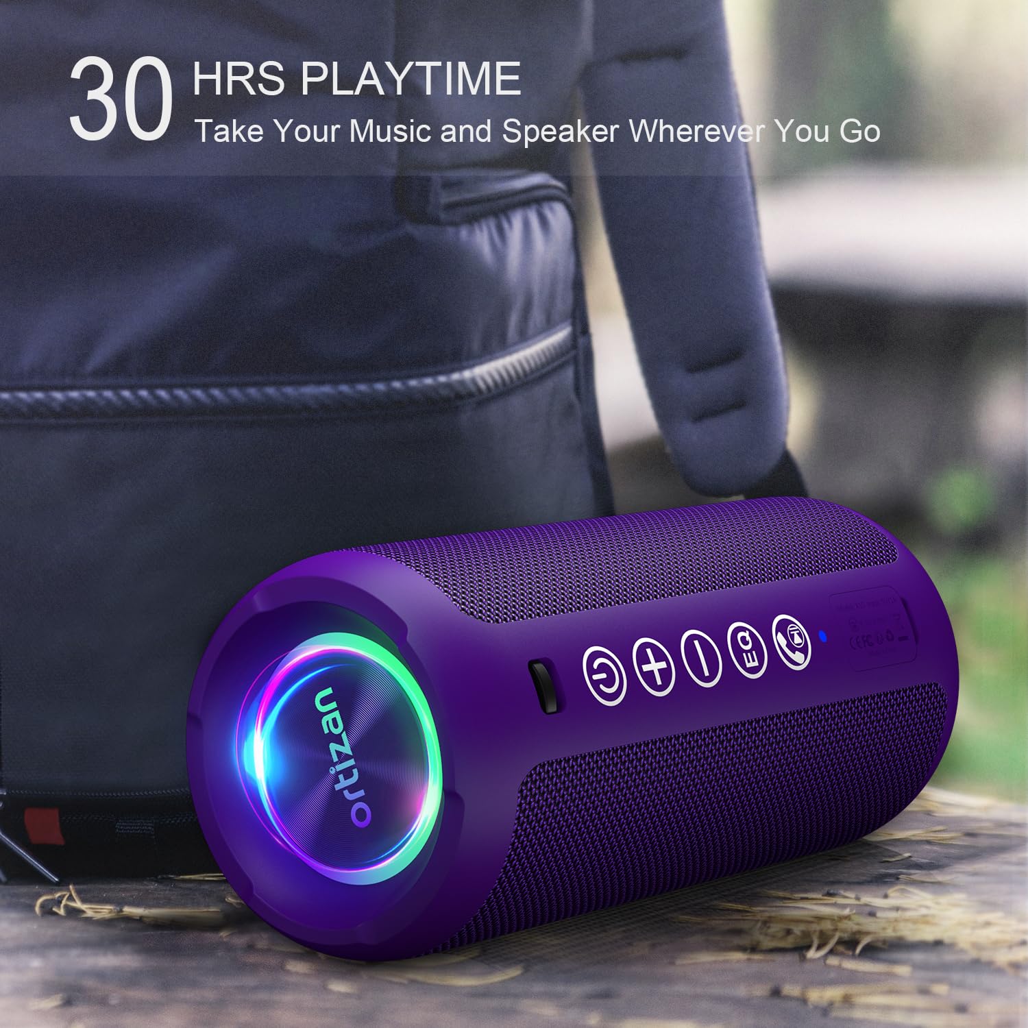 Foto 5 pulgar | Altavoz Bluetooth Ortizan Portable Ipx7 Resistente Al Agua 24w Morado - Venta Internacional.