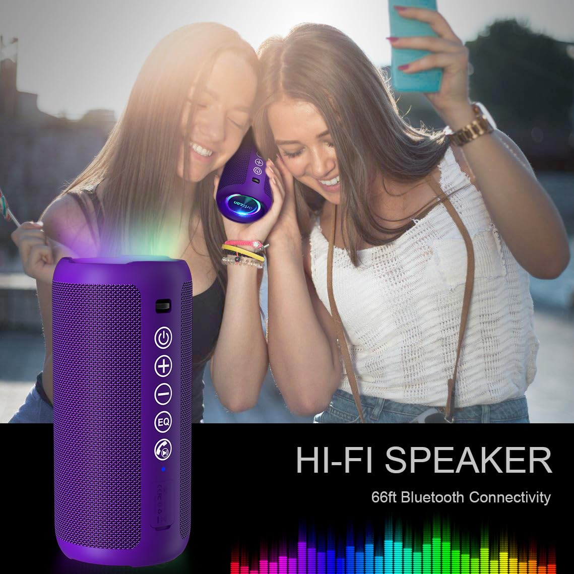 Foto 7 pulgar | Altavoz Bluetooth Ortizan Portable Ipx7 Resistente Al Agua 24w Morado - Venta Internacional.