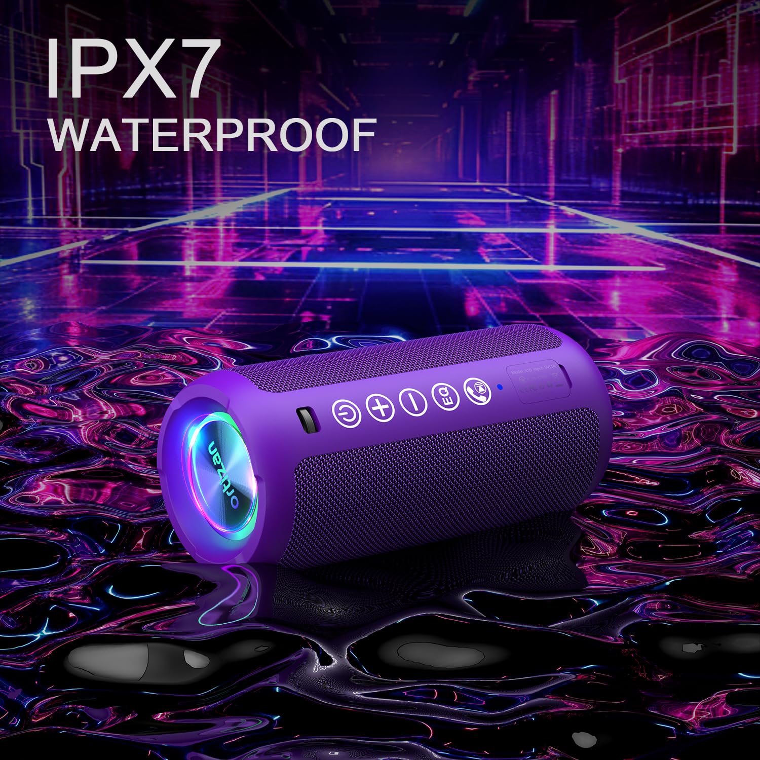 Foto 8 pulgar | Altavoz Bluetooth Ortizan Portable Ipx7 Resistente Al Agua 24w Morado - Venta Internacional.