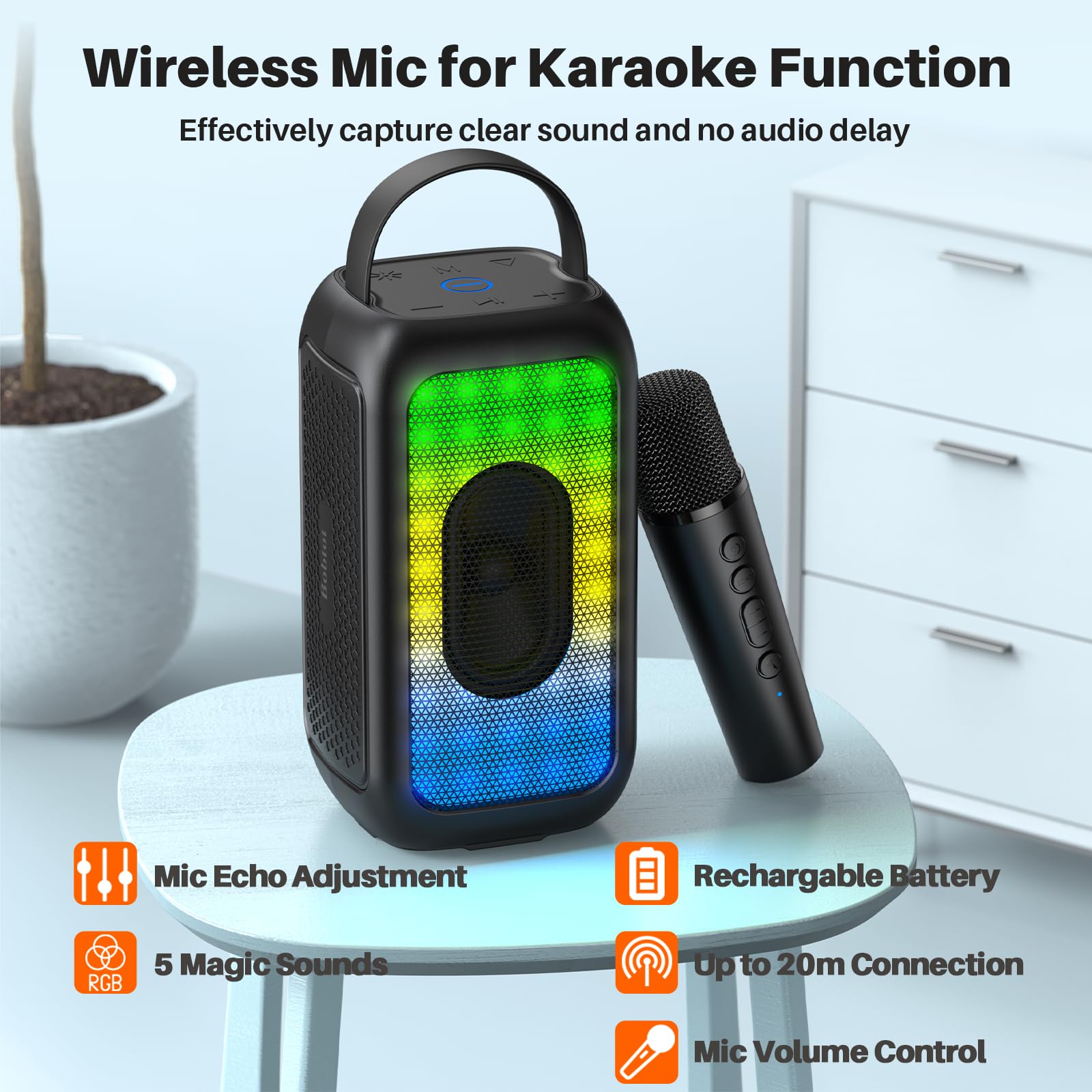 Foto 6 pulgar | Altavoz Bluetooth Portátil Bobtot 40w Con Micrófono Negro - Venta Internacional.