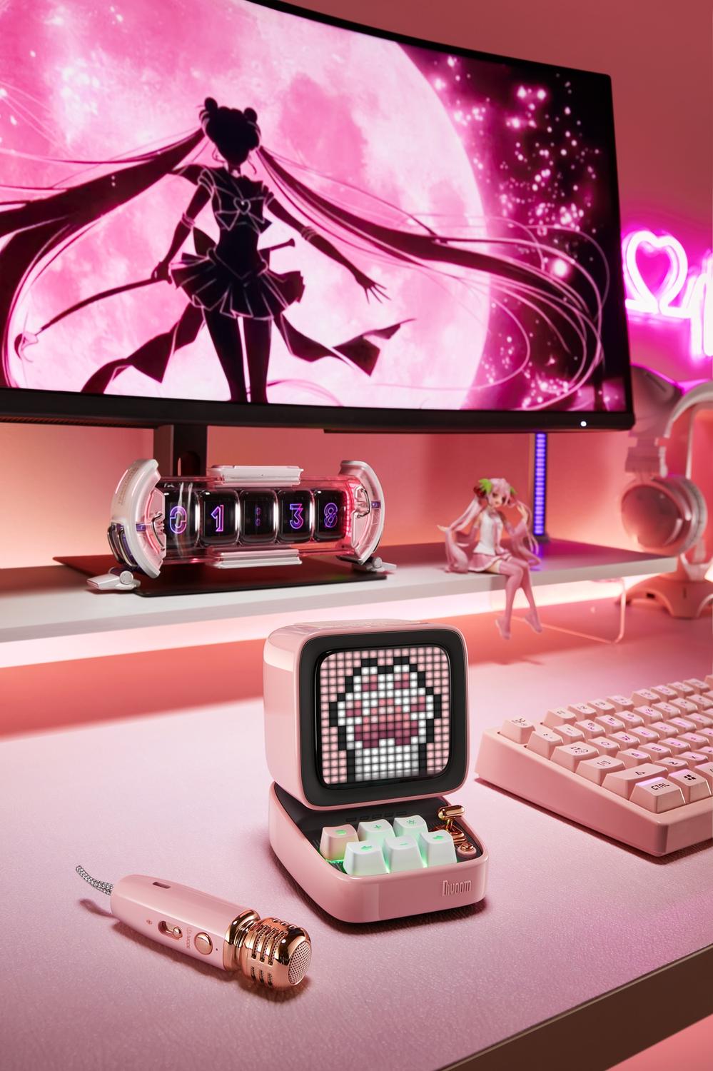 Foto 5 pulgar | Divoom Ditoomic Rosa - Altavoz Bluetooth Con Microfono  Función Karaoke