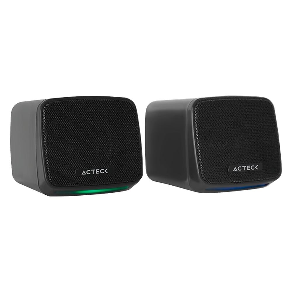 Bocinas Acteck Elant Cube As430 Alambrica Usb 3.5mm Sonido Estéreo 2.0 Ac-935265 color Negro