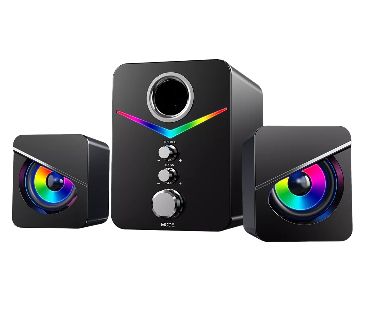 Bocinas con Subwoofer y Luces RGB LED para PC/TV en Negro