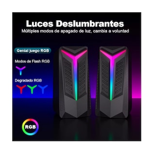 Foto 2 | Altavoz Bocinas Para Pc Computadora Escritorio Rgb Subwoofer Eo Safe Imports Esi-15977 Negro
