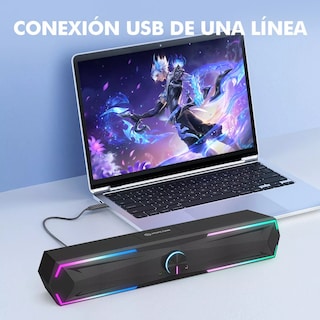 Foto 2 | Bocinas para Computadora Belug Negro RGB con Micrófono