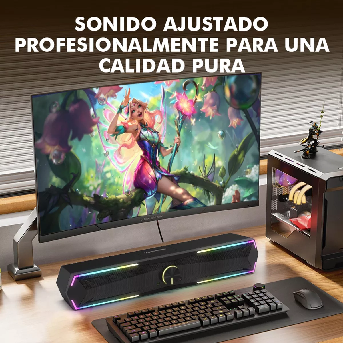 Foto 6 | Bocinas para Computadora Belug Negro RGB con Micrófono