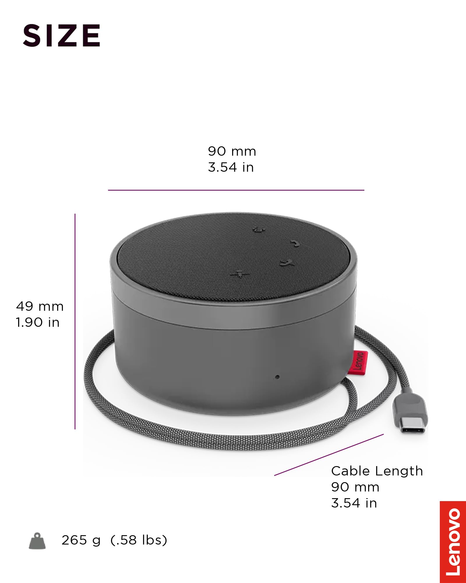 Foto 3 | Altavoz con Cable Lenovo Go Omni-Directional Mic Gris - Venta Internacional